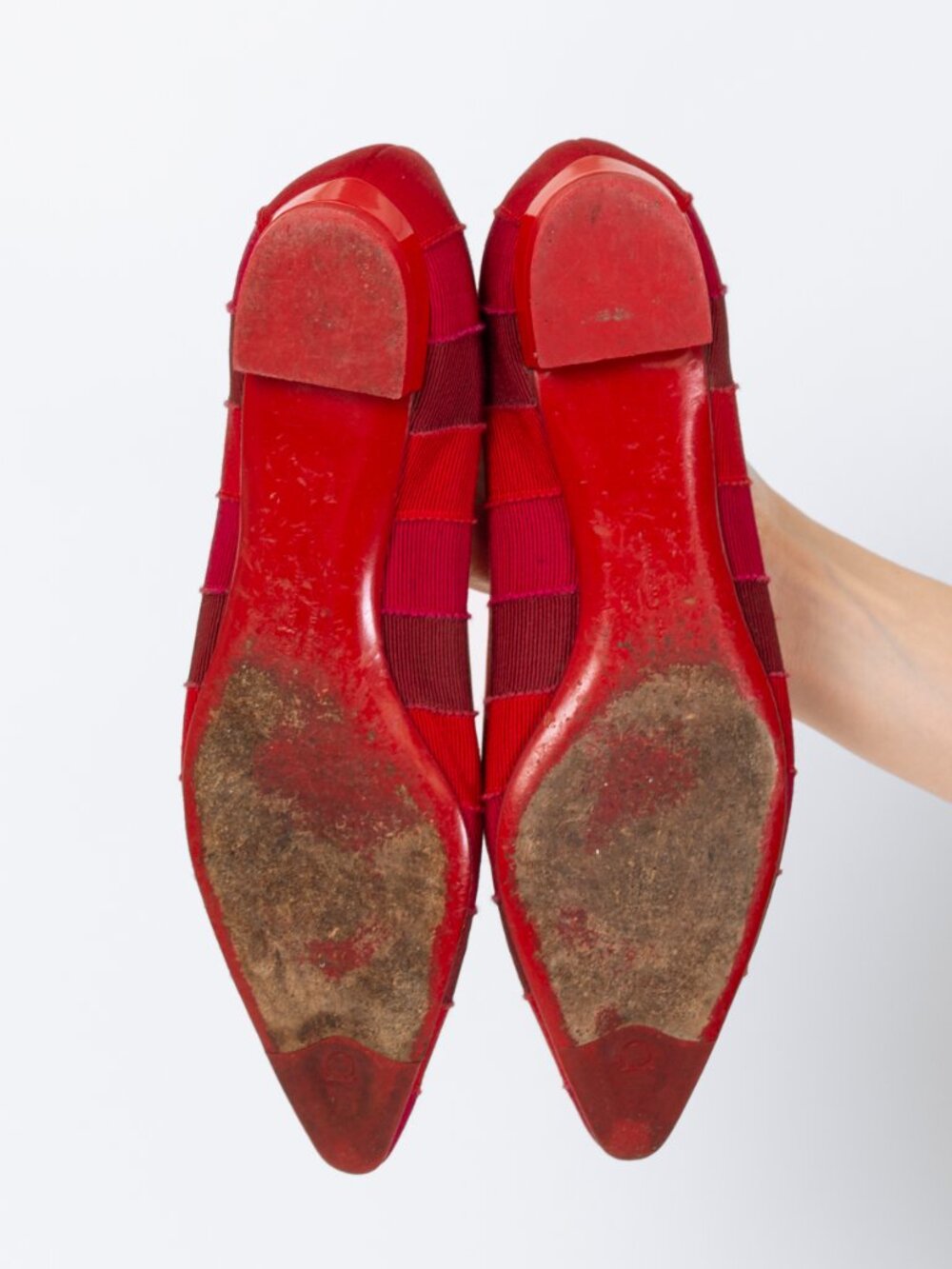 Vintage Ferragamo Red Ribbon Striped Flats - Size 5.5 - Picture 7 of 7